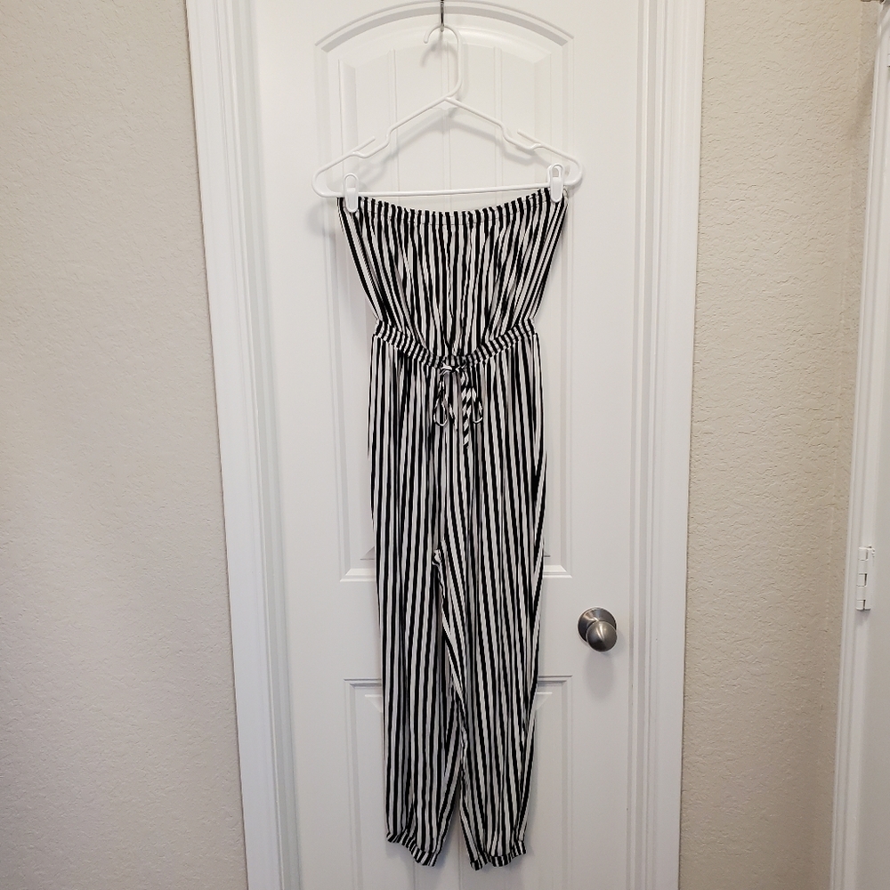 Forever 21 Strapless Striped Jumpsuit - S